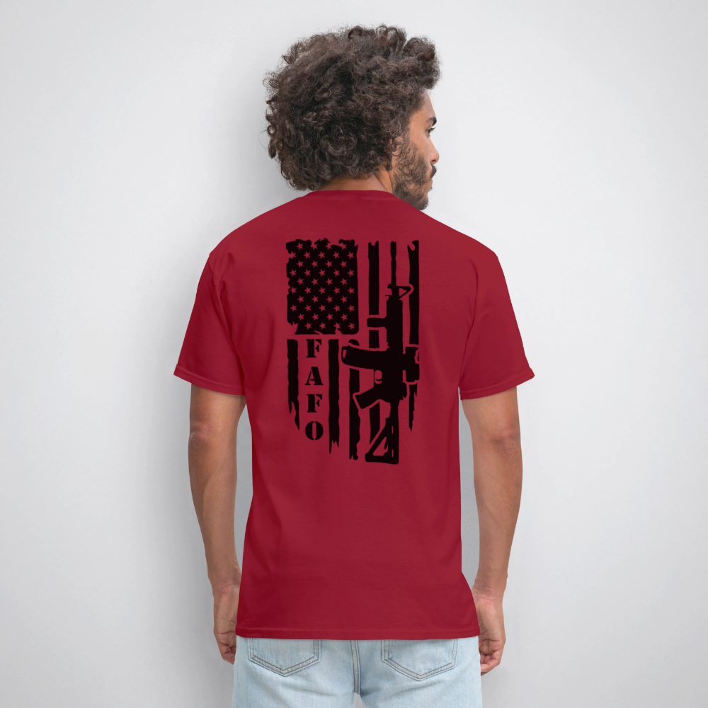 FAFO T-Shirt – AR-15 & American Flag Back Print Color: heather gray