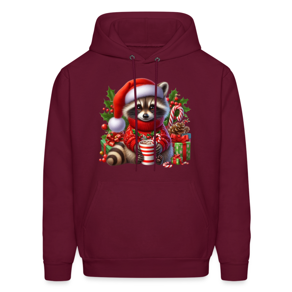 Christmas Cute Feral Raccoon Hoodie - burgundy