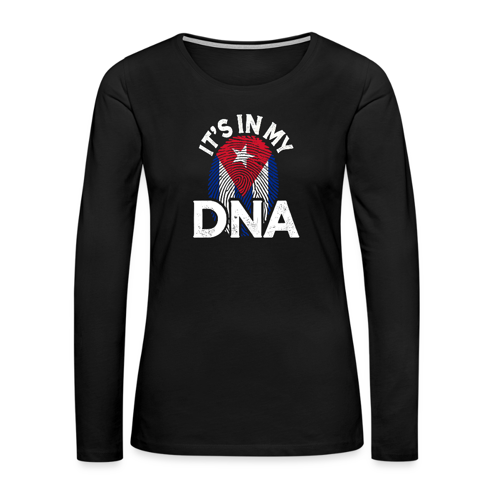 Cuba DNA Women’s Long Sleeve Shirt – Cuban Pride - black