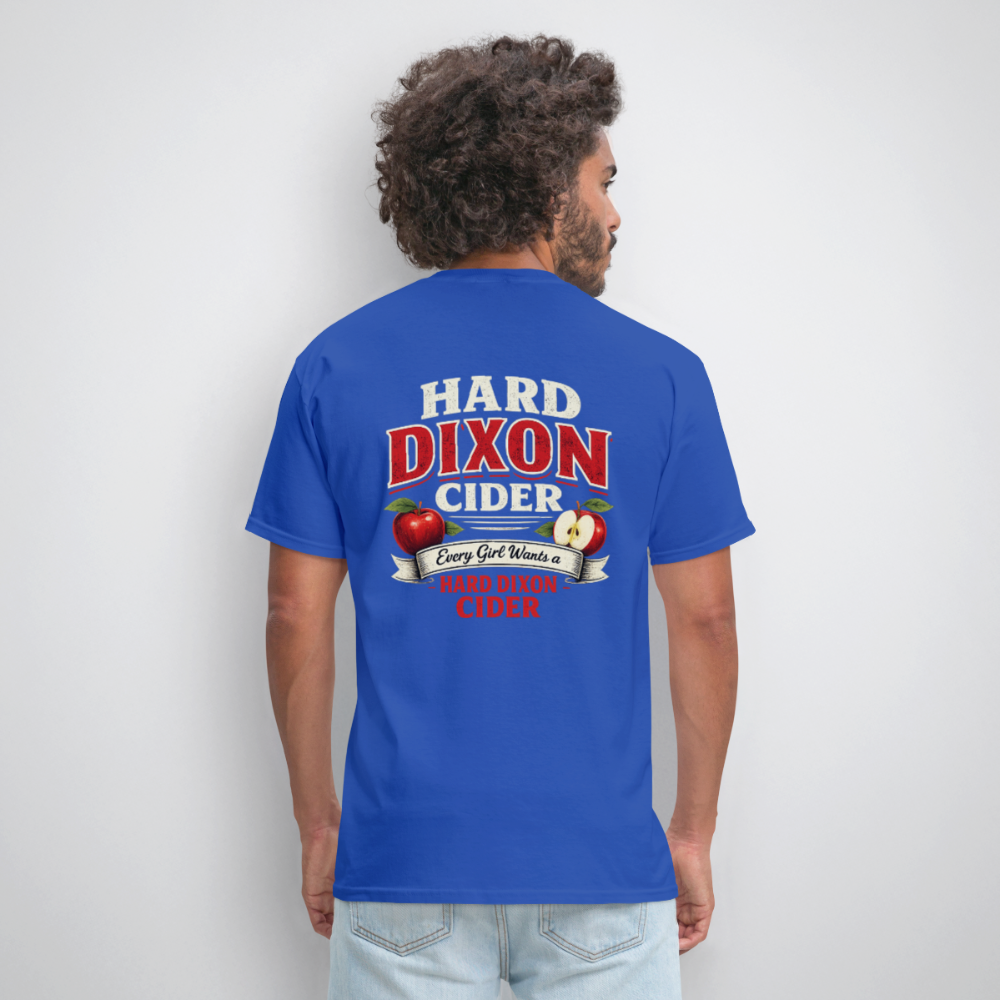 Hard Dixon Cider Funny Graphic T-Shirt (Front & Back Print) Color: Navy