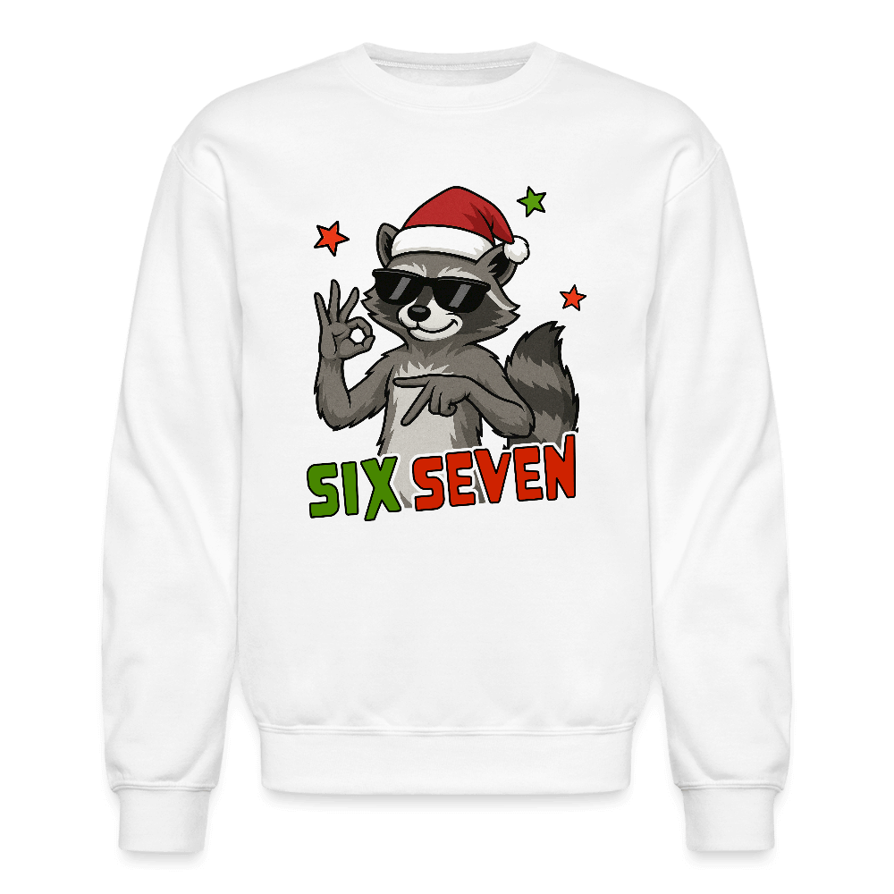 Six Seven 67 Raccoon Christmas Sweatshirt Color: white