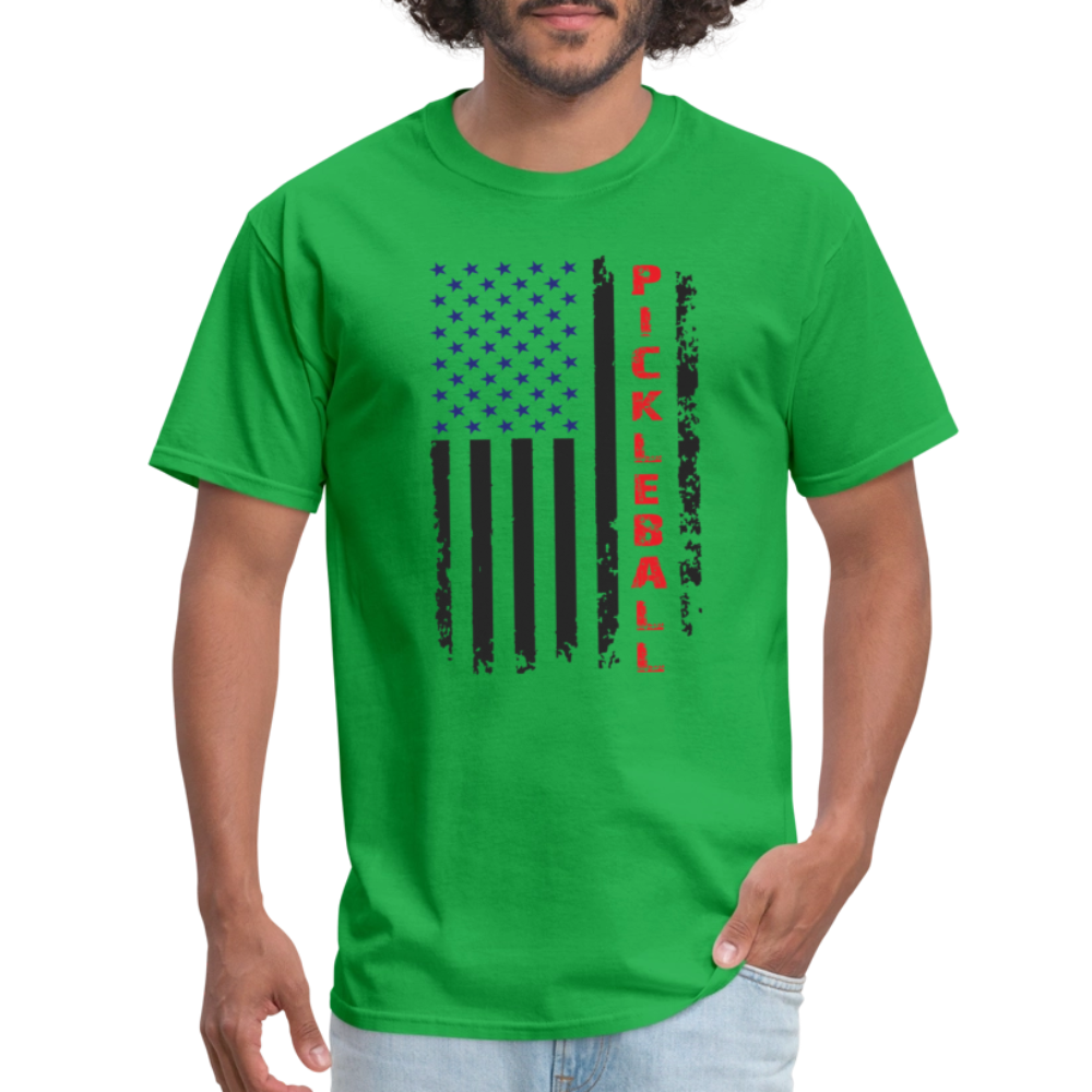 Pickleball Flag T-Shirt – American Pride with a Pickleball Twist - bright green