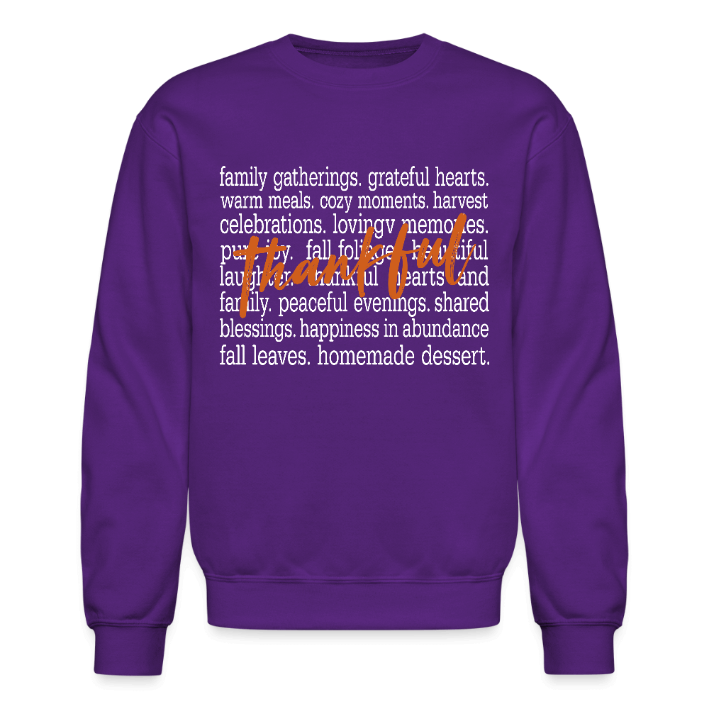 Thankful Word Art (Thanksgiving) Sweatshirt Color: purple