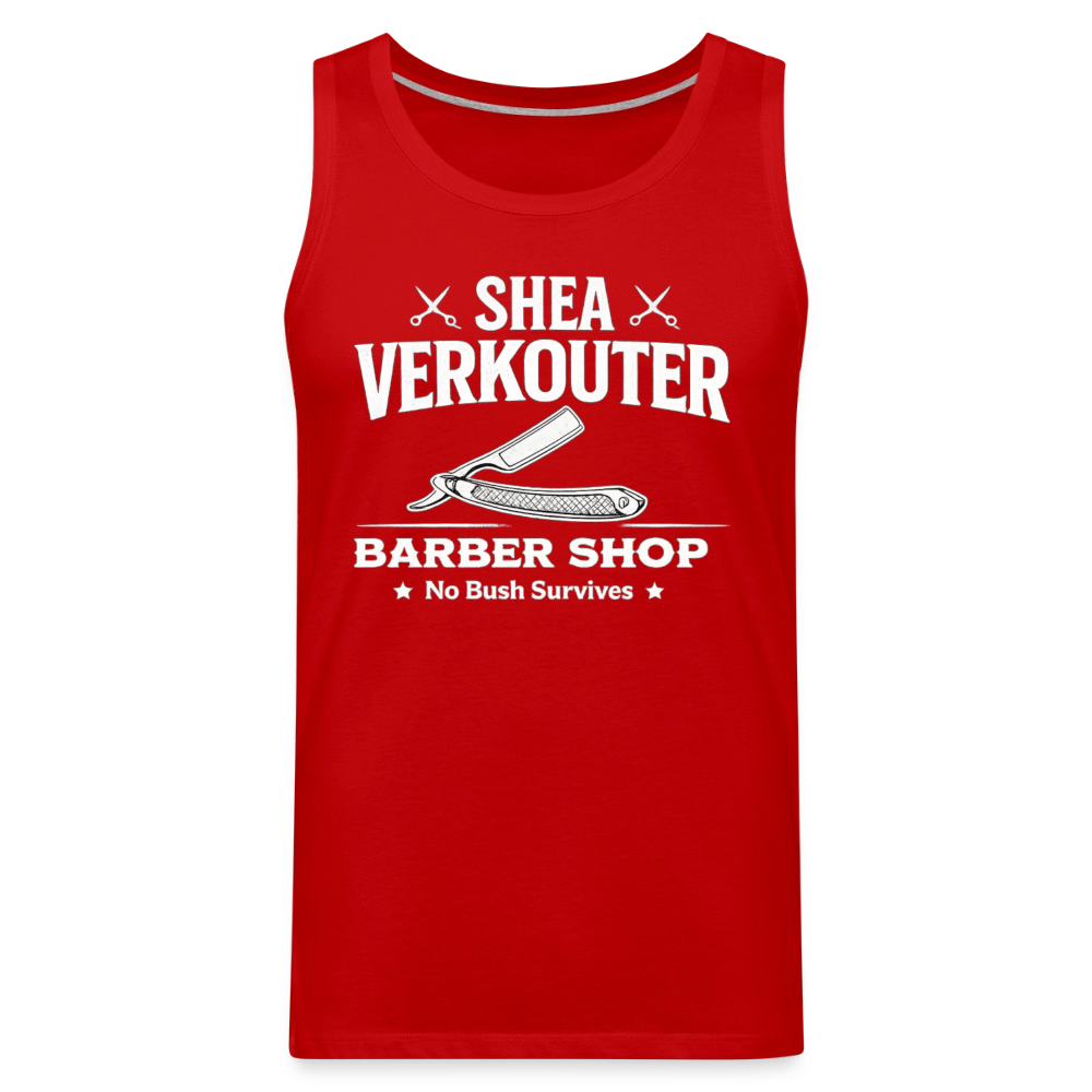 Shea Verkouter Barber Shop Funny Tank Top Color: Red