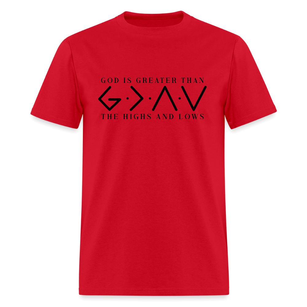 God is Greater Than the High And Lows T-Shirt - red