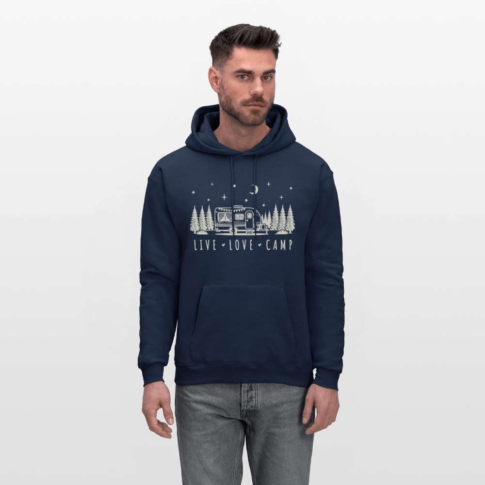 Live Love Camp Hoodie – Camper Under the Stars - navy