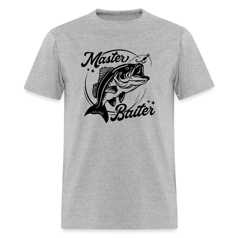 Master Baiter T-Shirt with Fish & Hook Funny Design - heather gray