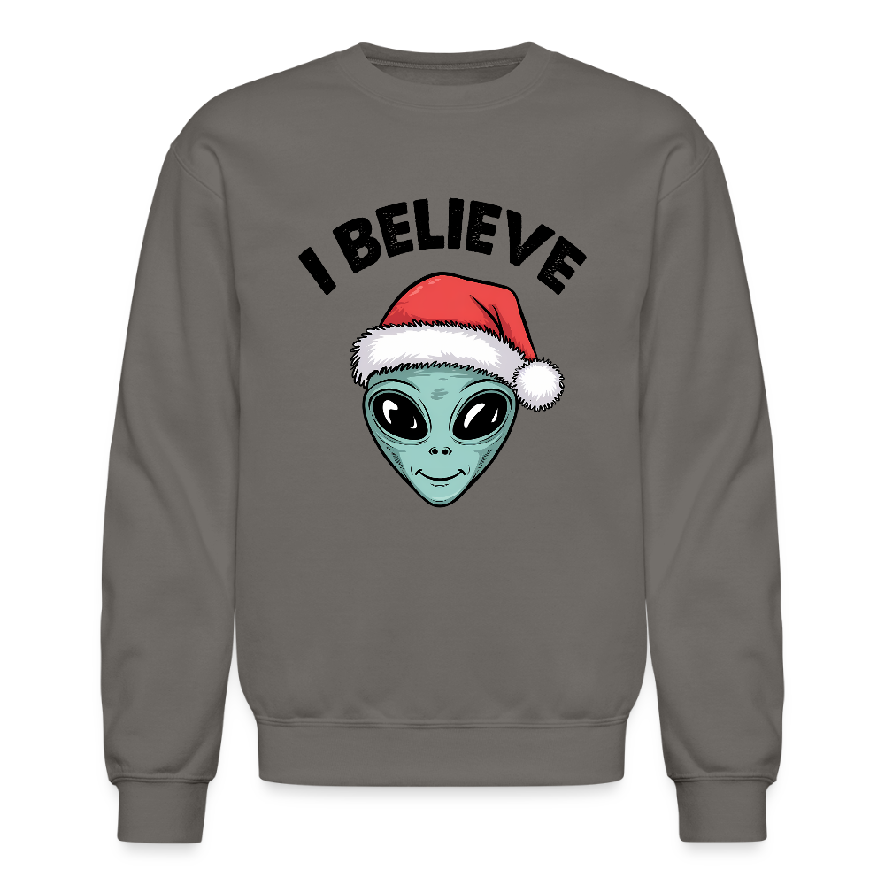 I Believe in Santa Sweatshirt – Funny Alien Christmas Style - asphalt gray