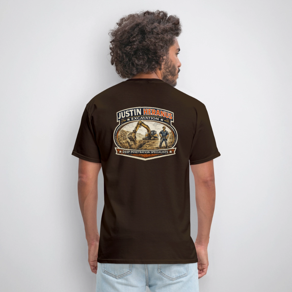Justin Heranus Drilling Co Double-Sided Funny Humor Tee Color: safari