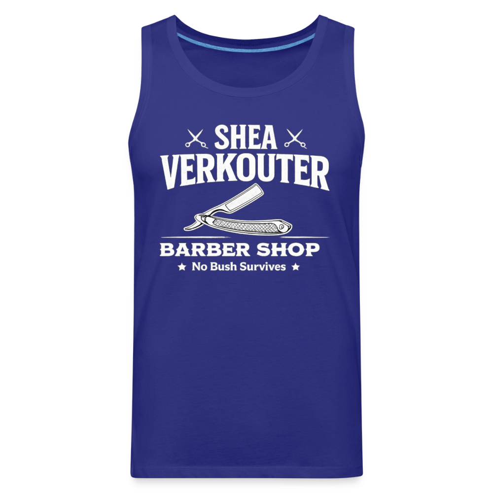 Shea Verkouter Barber Shop Funny Tank Top Color: Royal Blue