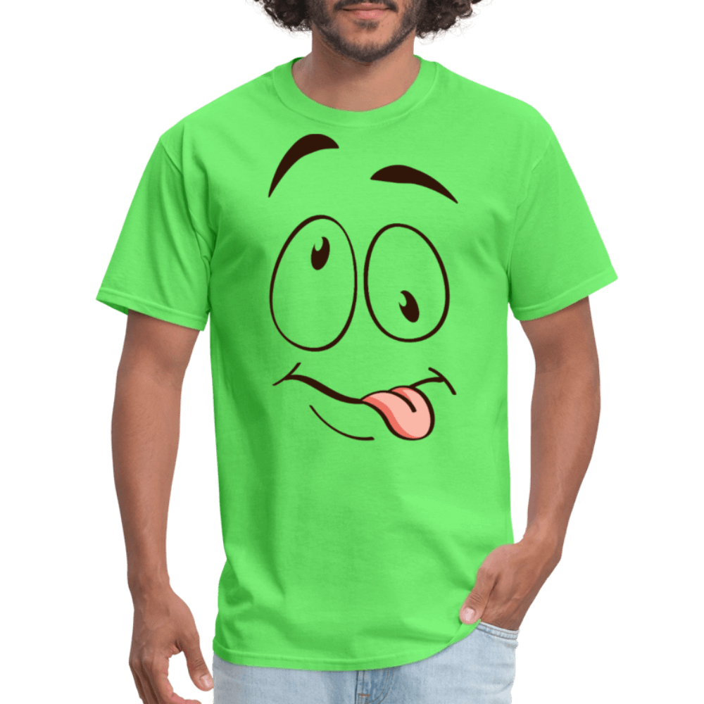 Suggestive Silly Face with Tongue T-Shirt - kiwi