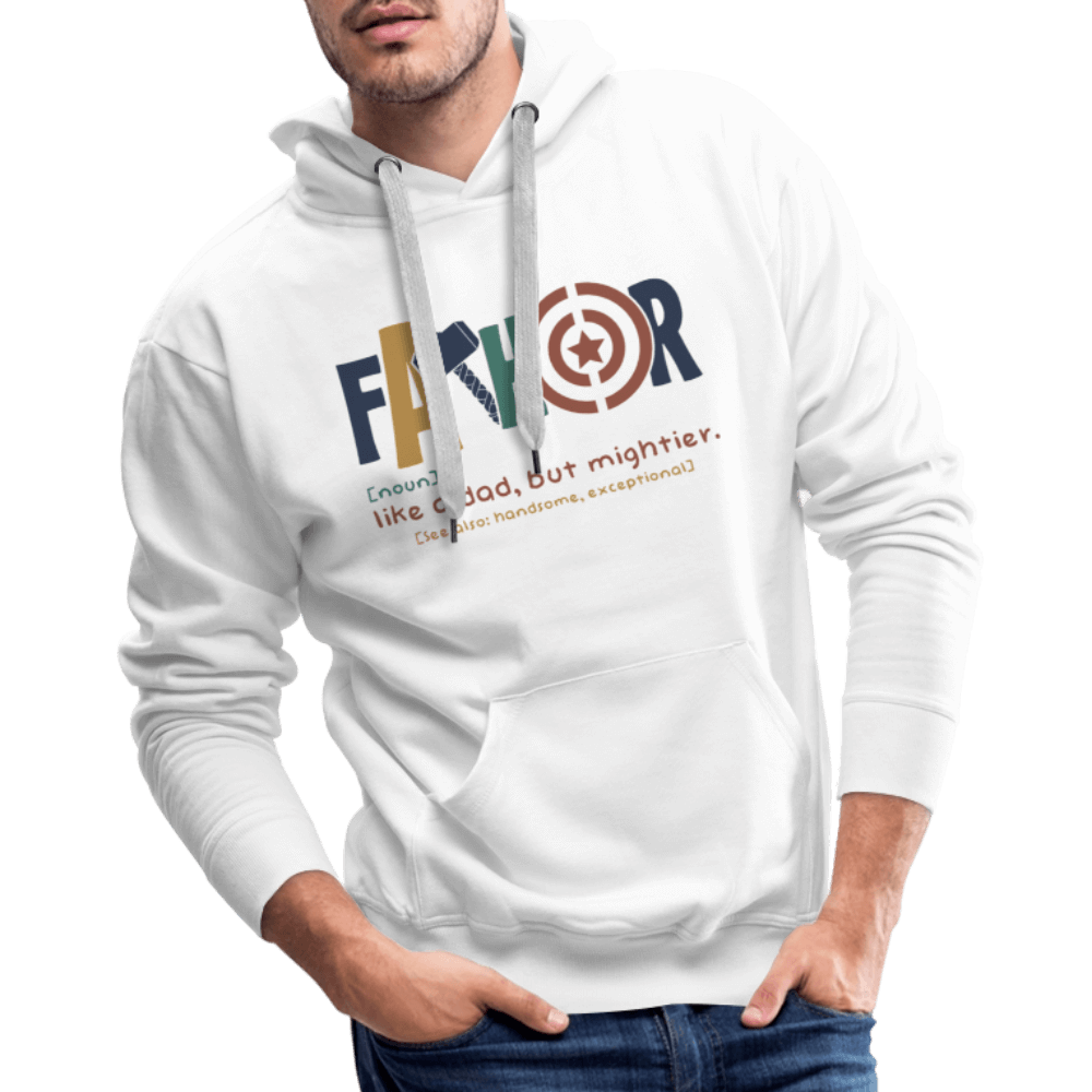 FaThor Men’s Premium Hoodie – Super Hero Dad Style - white