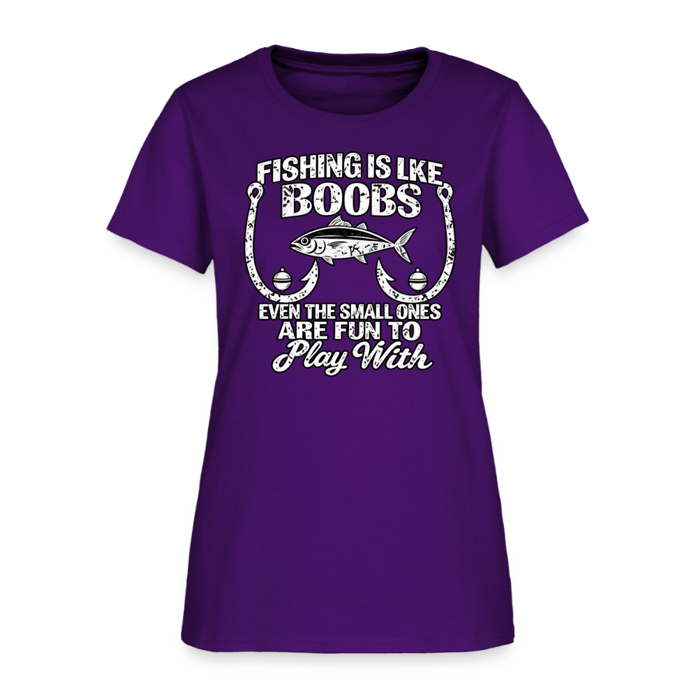 Fishing Is Like Boobs – Funny Women’s Fishing T-Shirt Color: Navy