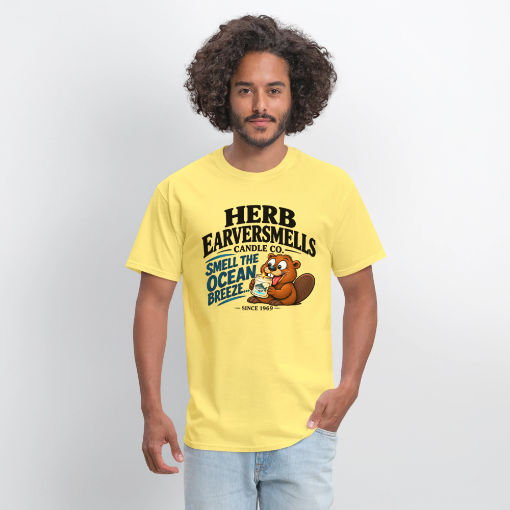 Herb Earversmells Candle Co. – Funny Adult Humor T-Shirt - cornsilk