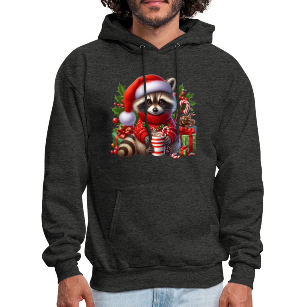 Christmas Cute Feral Raccoon Hoodie - charcoal grey