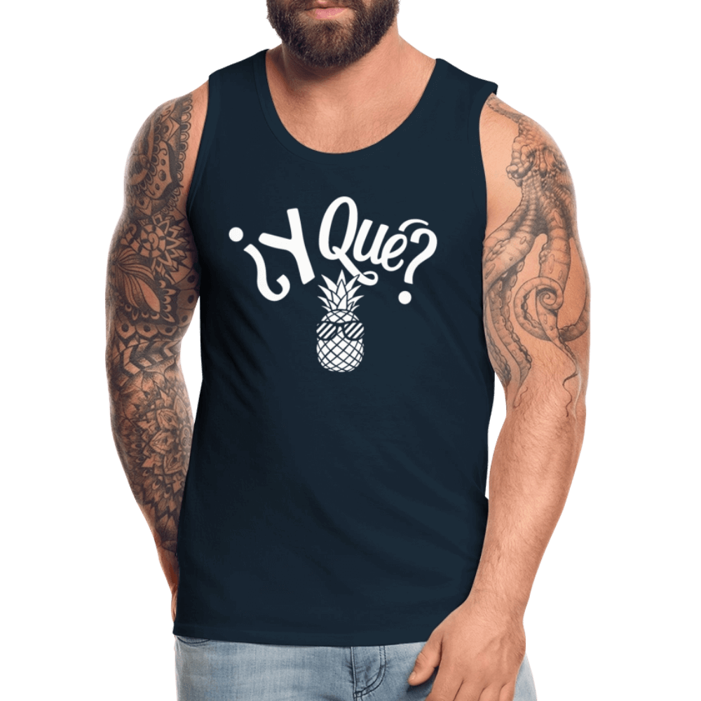 Y Que Piña (Latin Attitude) Men’s Premium Tank Top Color: royal blue