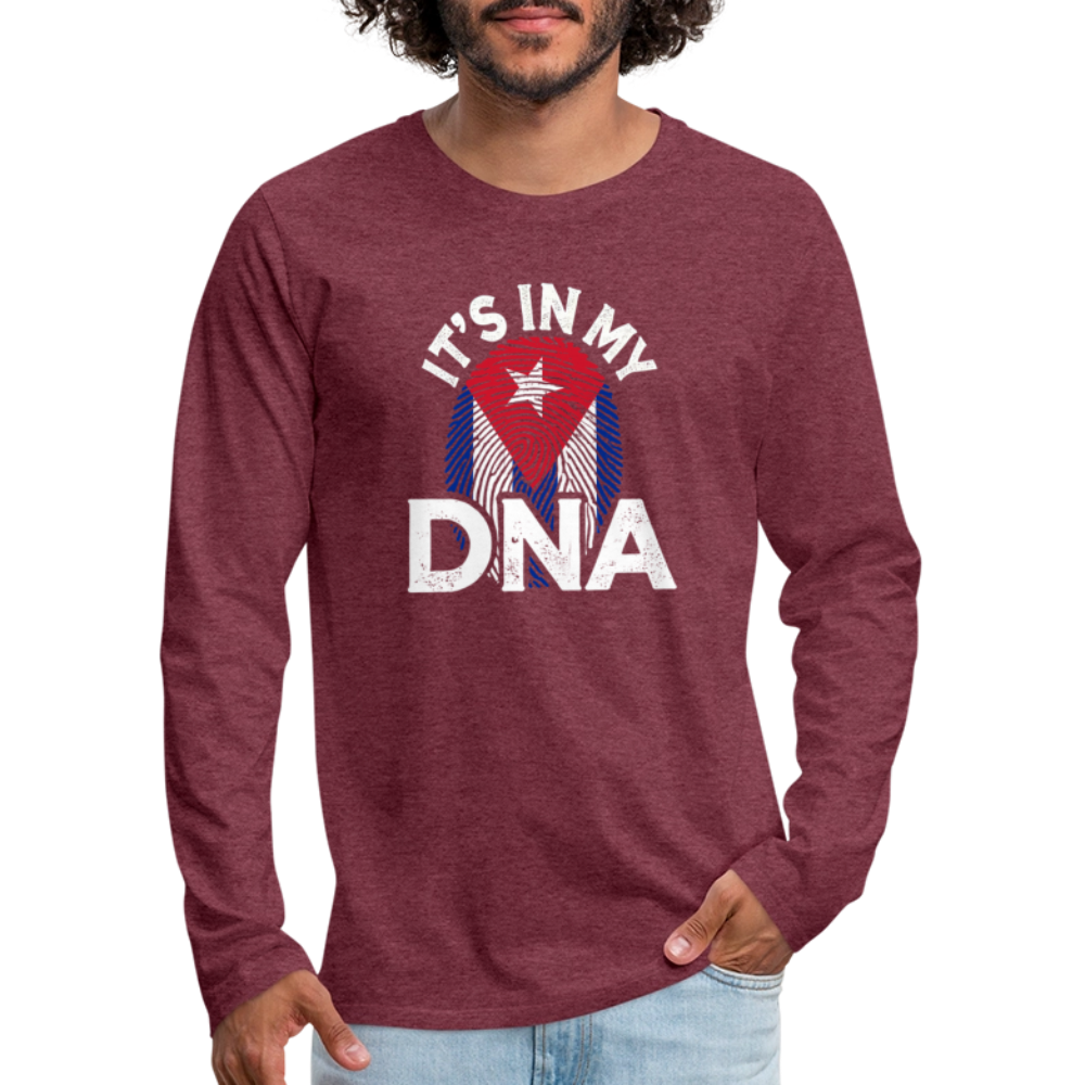 Cuba DNA Men’s Long Sleeve Shirt – Cuban Heritage - heather burgundy