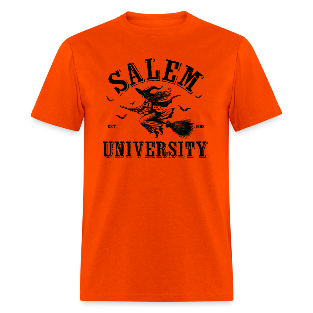 Salem University T-Shirt (Halloween Witch Riding Broom) - orange