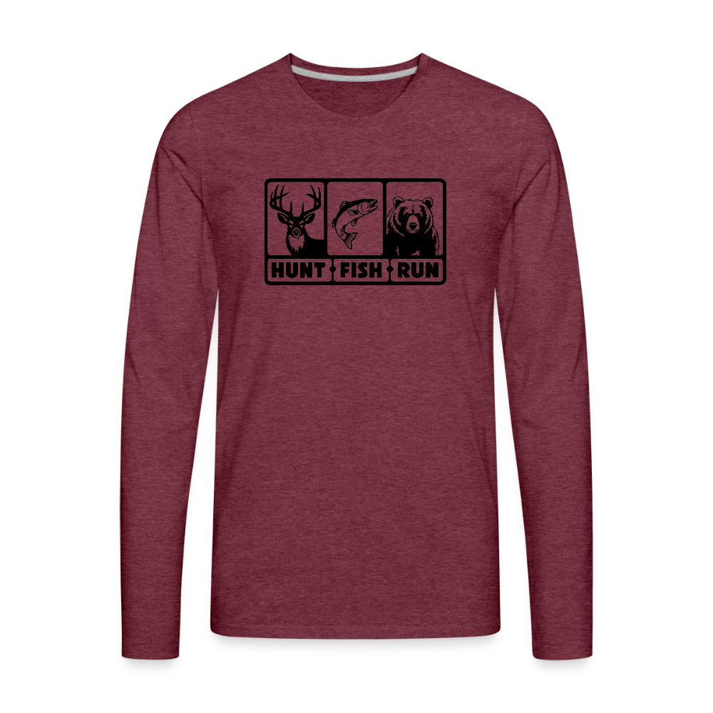 Hunt Fish Run Long Sleeve Tee – Funny Outdoor Shirt Color: white