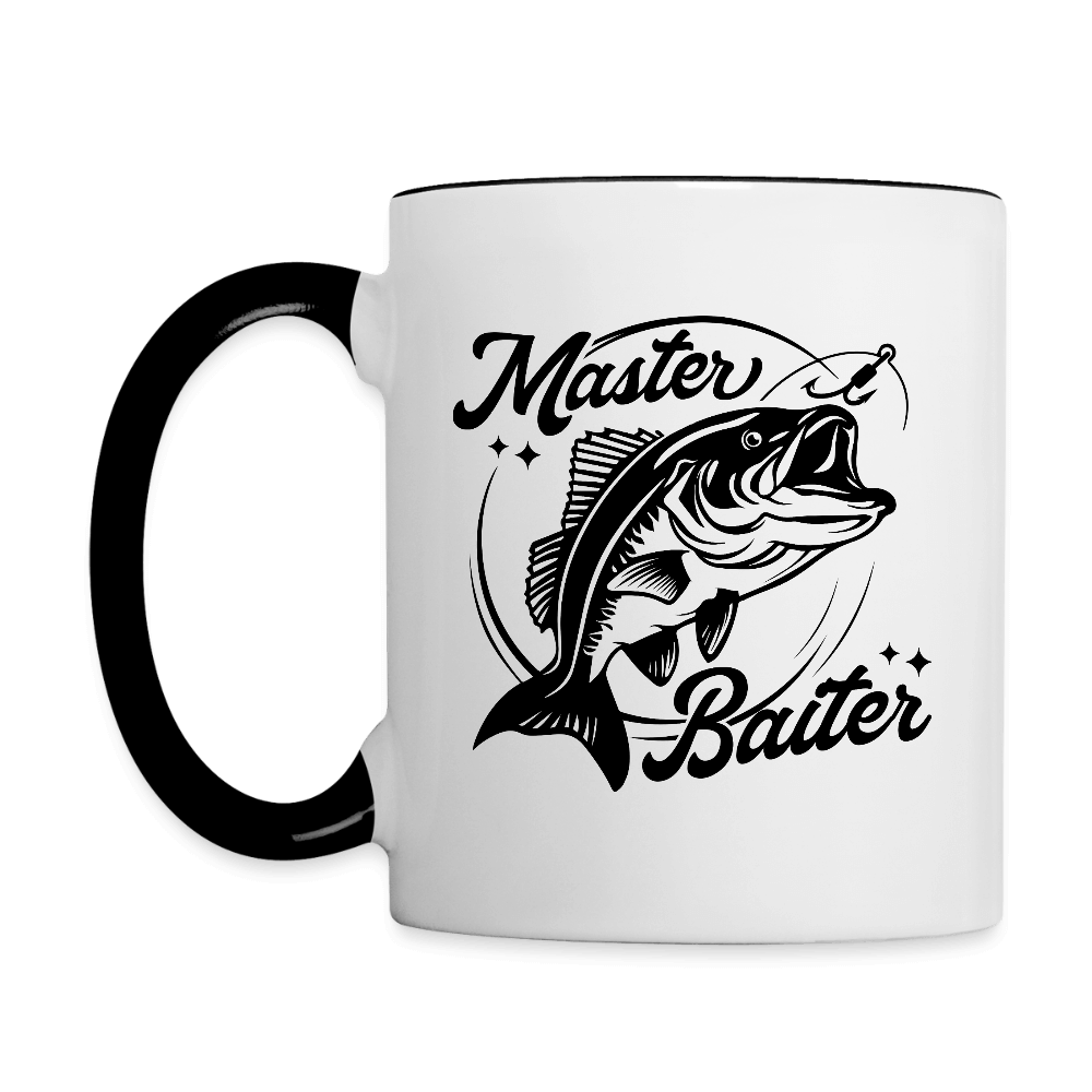 Master Baiter Funny Fishing Mug with Hook & Fish Design - white/black