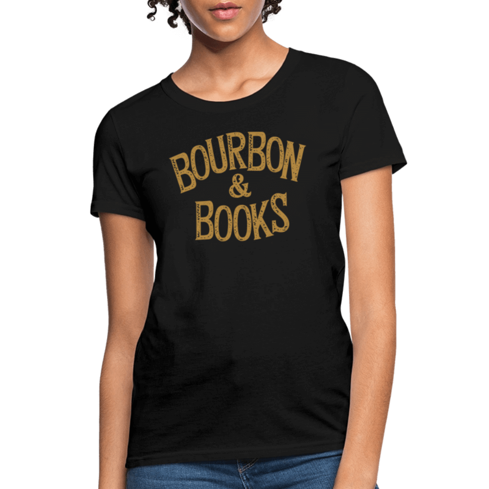 Bourbon & Books Women's Contoured T-Shirt - black