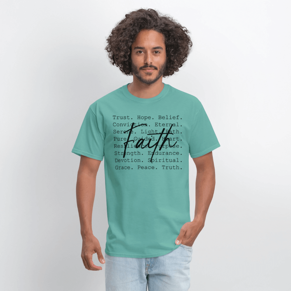 Faith Word Art Inspirational T-Shirt - aquatic