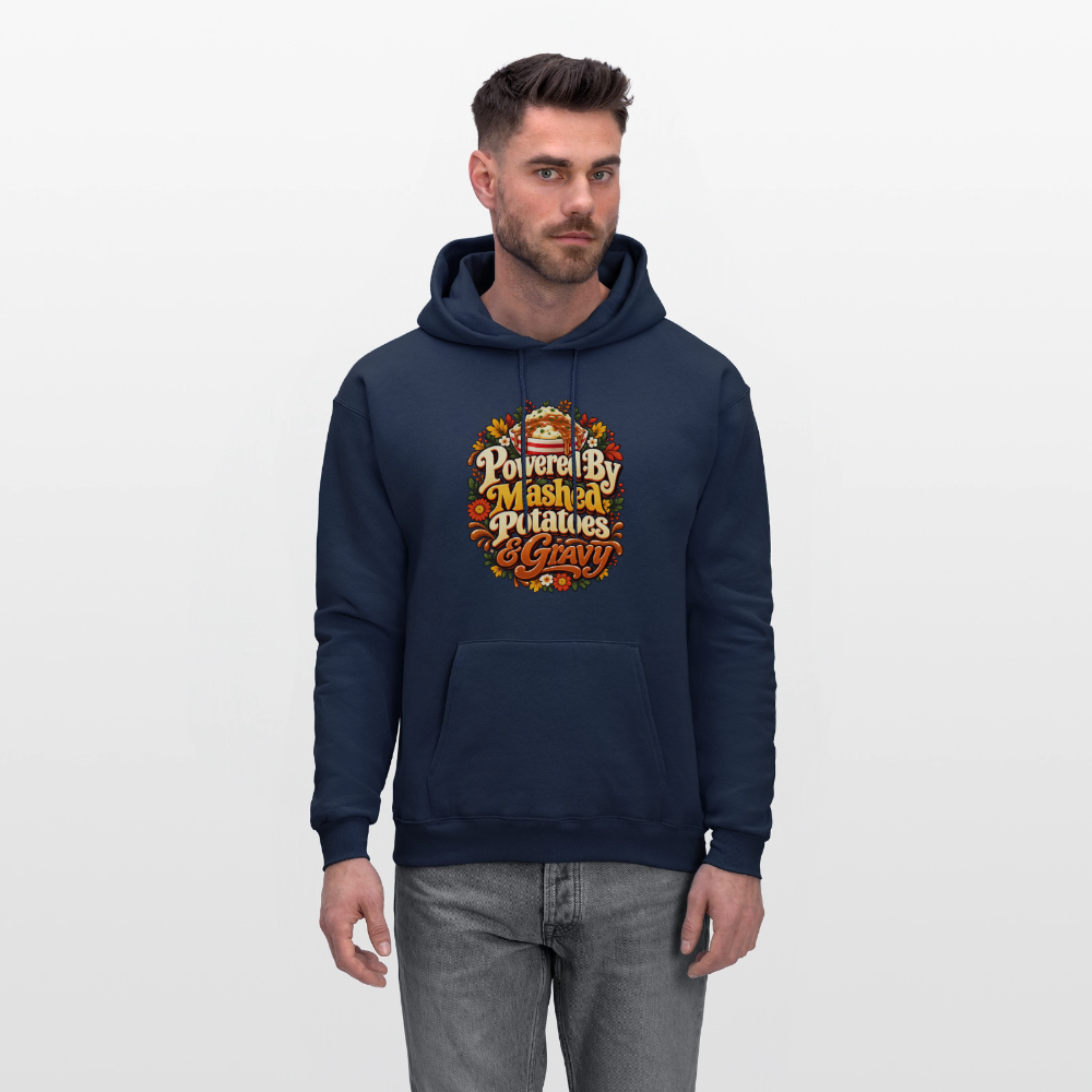 Powered by Mashed Potatoes & Gravy – Fall Floral Hoodie - navy