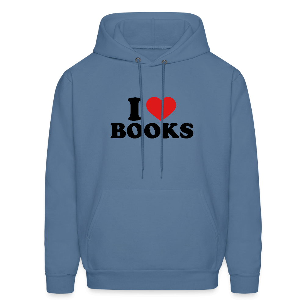 I Love Books Hoodie Color: denim blue