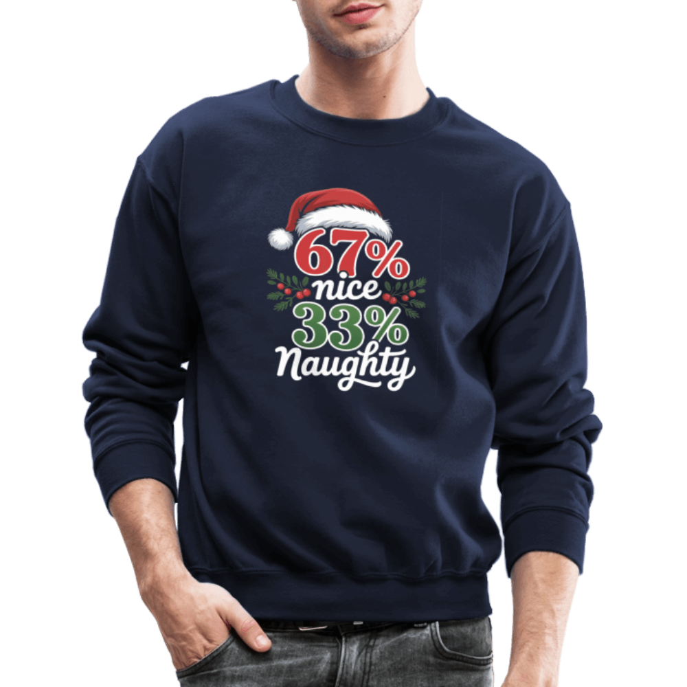 Six Seven 67% Nice 33% Naughty (Christmas) Sweatshirt Color: royal blue