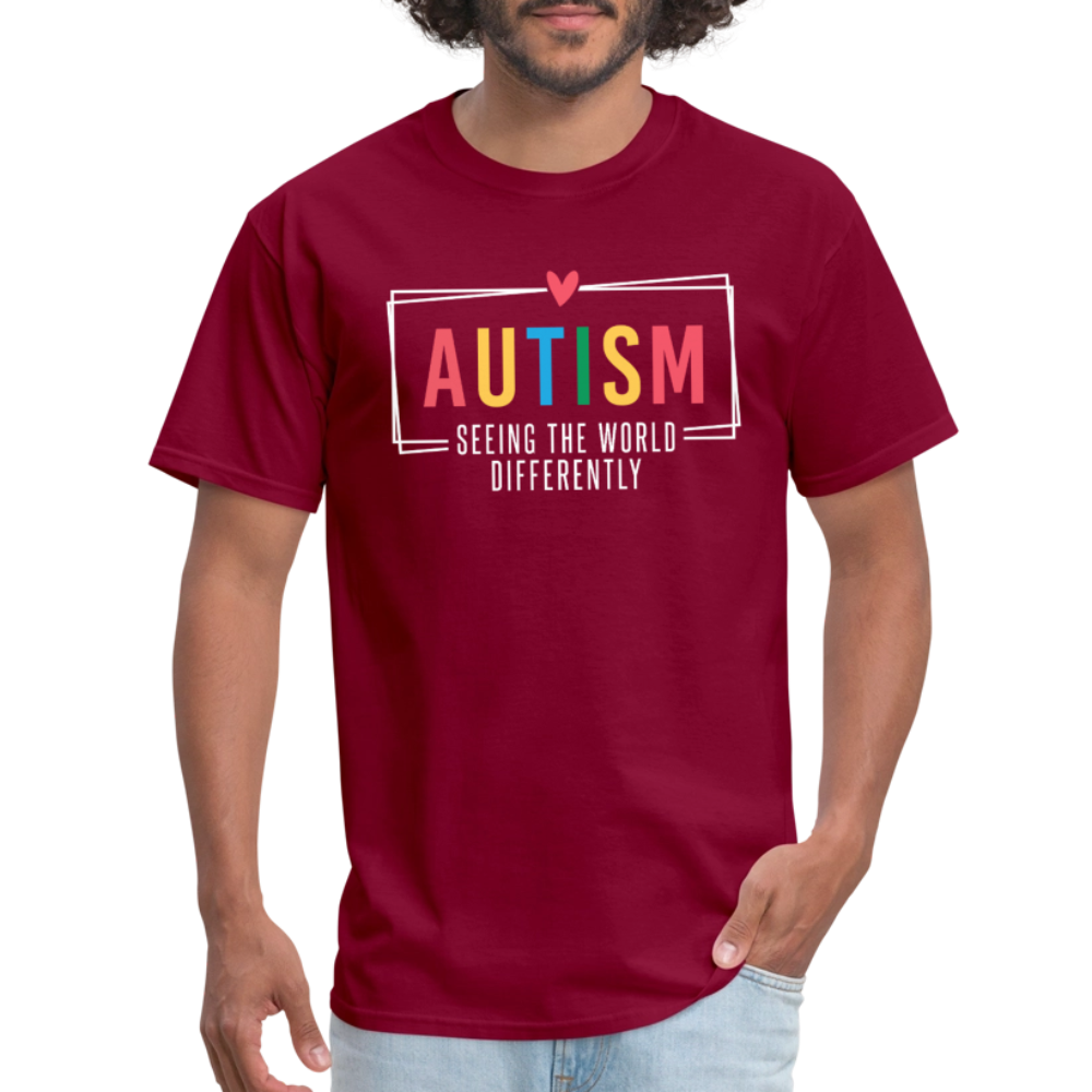 Autism - Seeing The World Differently T-Shirt - burgundy
