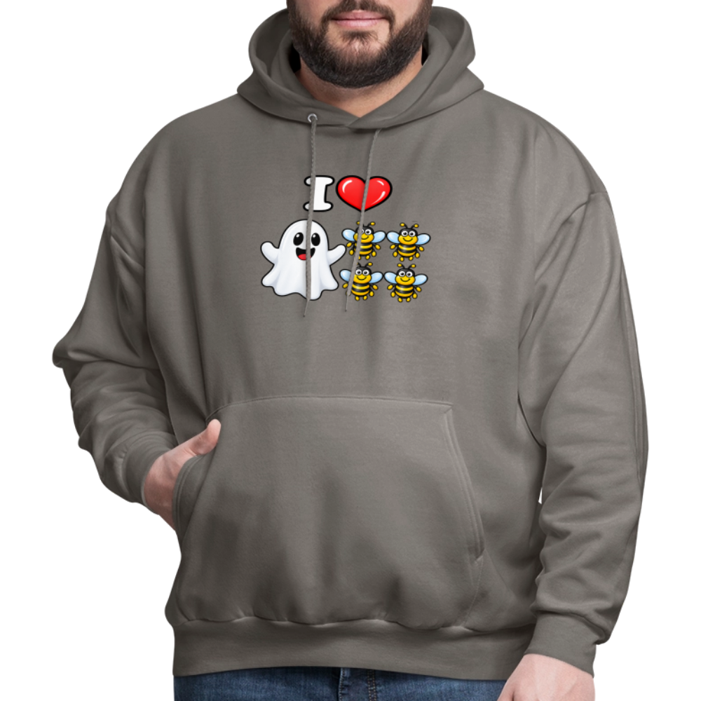 I Heart Boo Bees Hoodie – Funny Halloween Adult Humor - asphalt gray