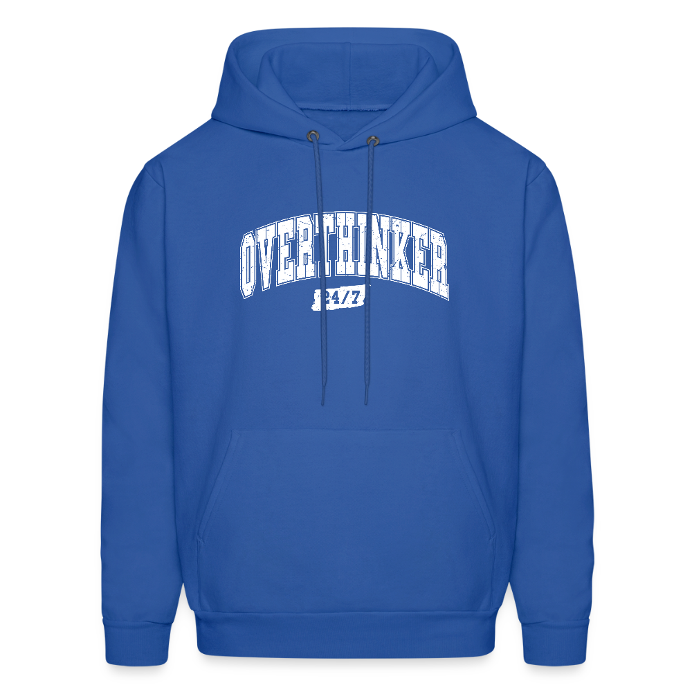 Overthinker 24/7 Funny Hoodie – White Arched Letters - royal blue