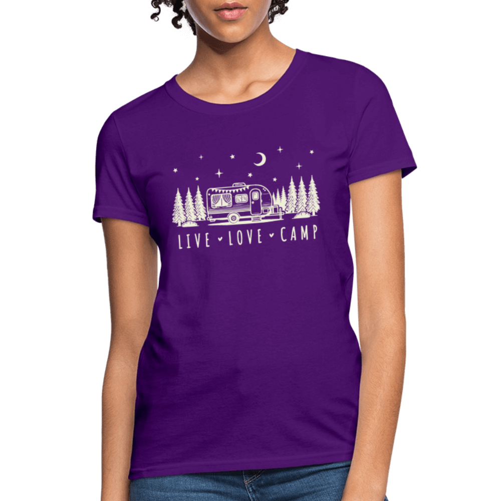 Live Love Camp Women’s T-Shirt – Camper Under the Stars Color: black