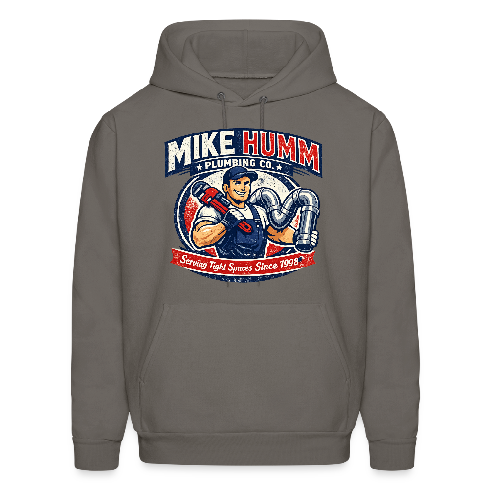 Mike Humm Plumbing Hoodie (Adult Humor) - asphalt gray