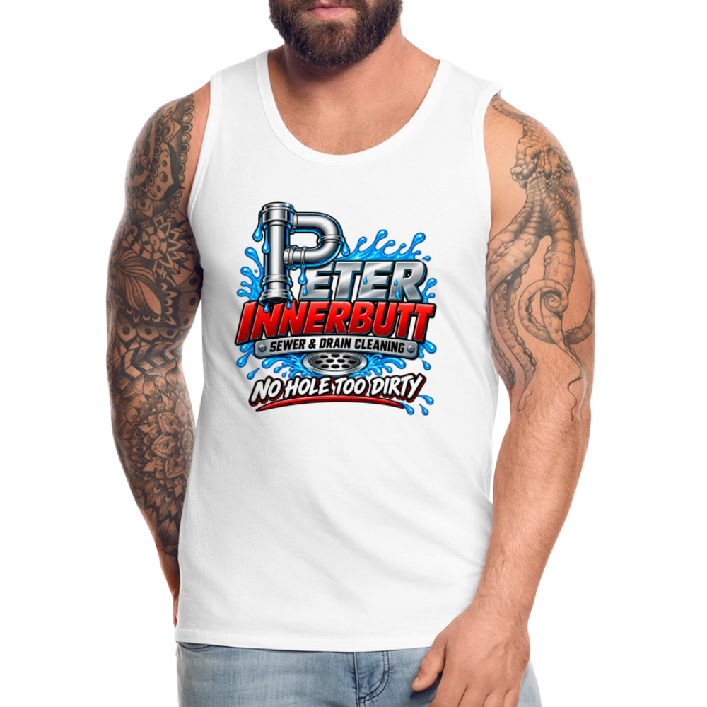 Peter Innerbutt Funny Men's Tank Top – No Hole Too Dirty Adult Humor Shirt Color: heather anthracite