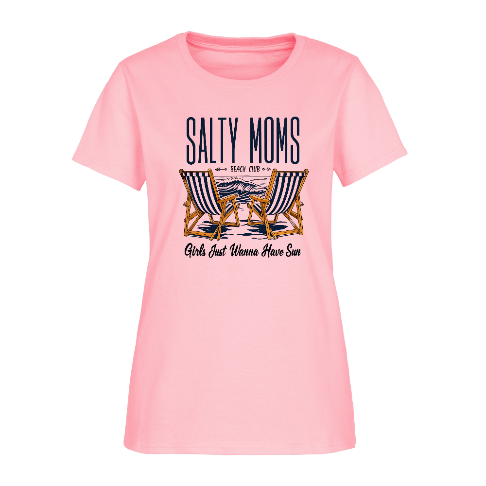 Salty Moms Beach Club T-Shirt – Girls Just Wanna Have Fun - pink