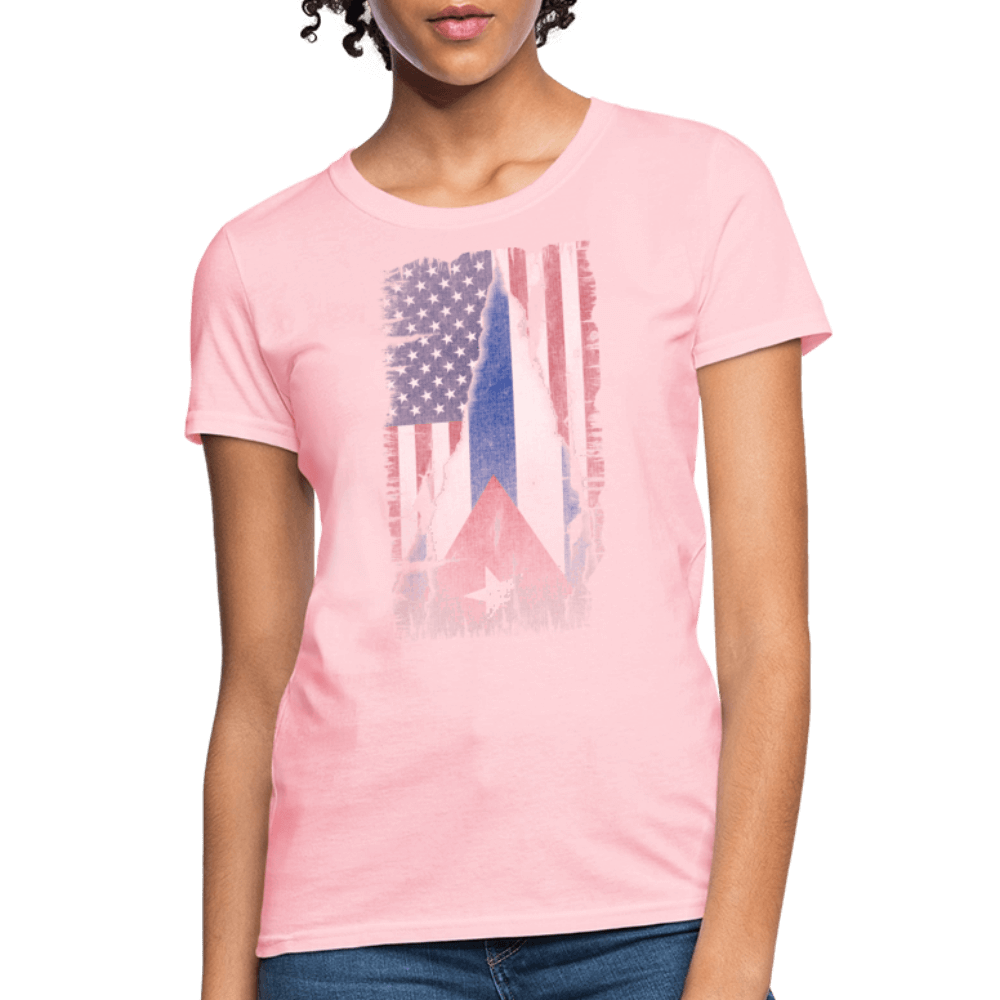 Cuba & USA Flag Women’s T-Shirt – Cuban American Pride Tee Color: pink