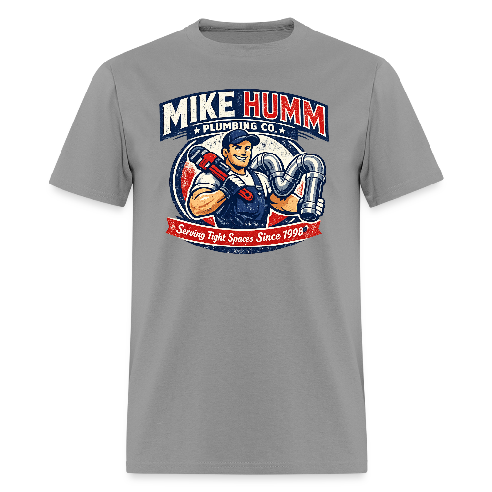 Mike Humm Plumbing T-Shirt (Adult Humor) Color: rock