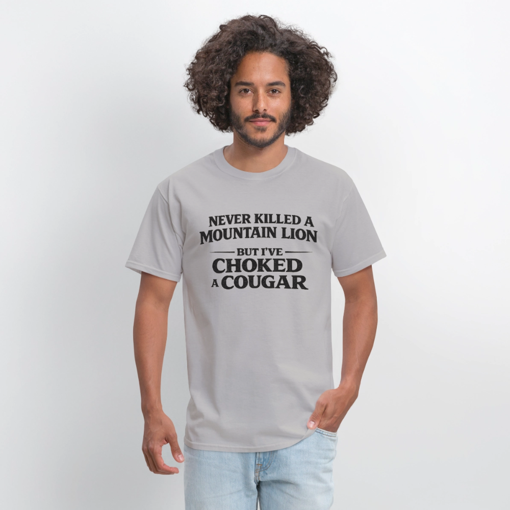 Choked a Cougar Funny Adult Humor T-Shirt Color: Rock