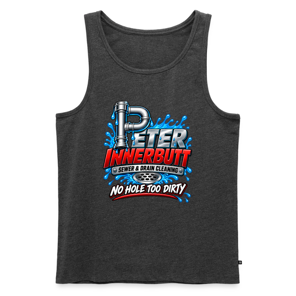 Peter Innerbutt Funny Men's Tank Top – No Hole Too Dirty Adult Humor Shirt Color: heather anthracite
