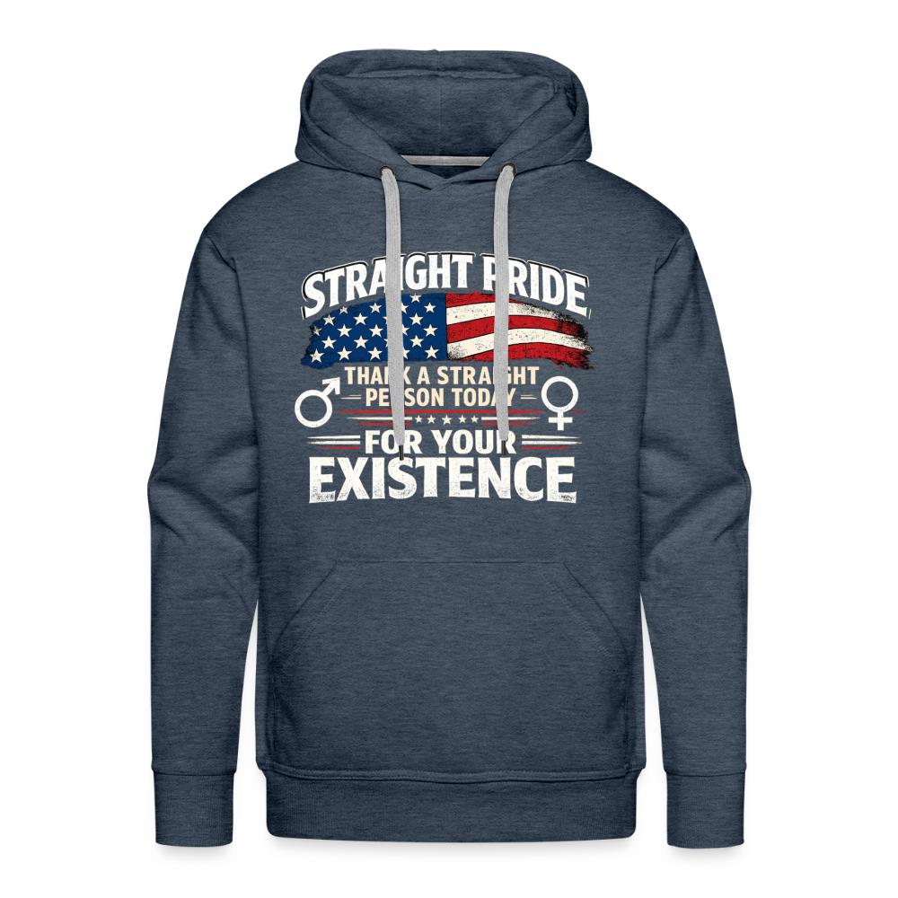 STRAIGHT PRIDE Hoodie – Thank a Straight Person Today Color: Heather Denim