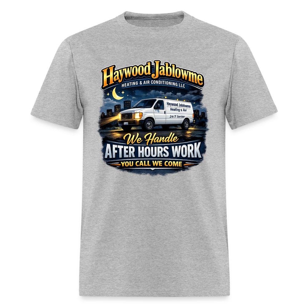 Haywood Jablowme Funny HVAC T-Shirt Color: Heather Gray