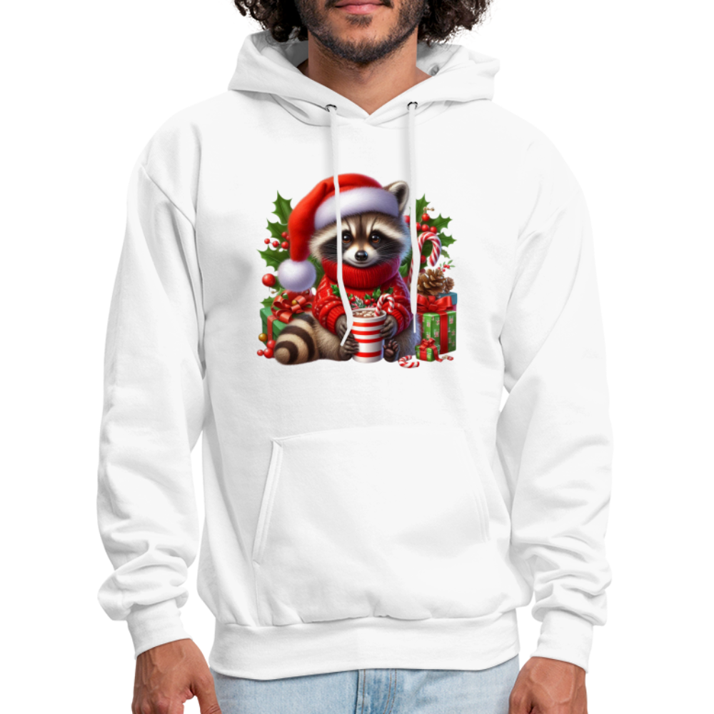 Christmas Cute Feral Raccoon Hoodie - white