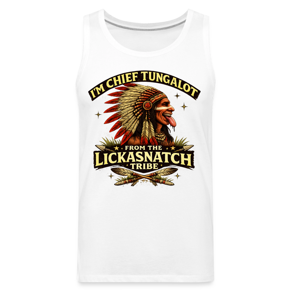 Chief Tungalot Lickasnatch Tribe Funny Tank Top Color: Royal Blue