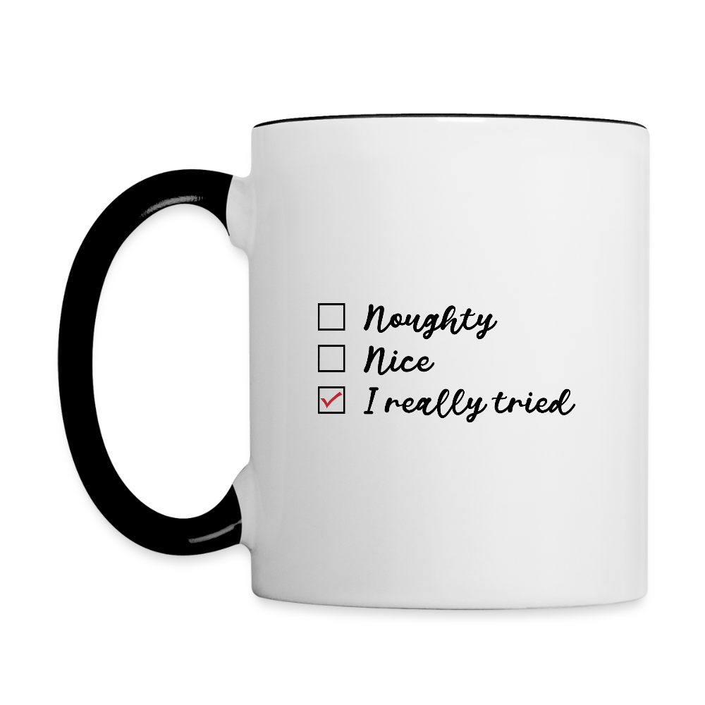 Naught Nice I Really Tried Coffee Mug (Christmas) - white/black
