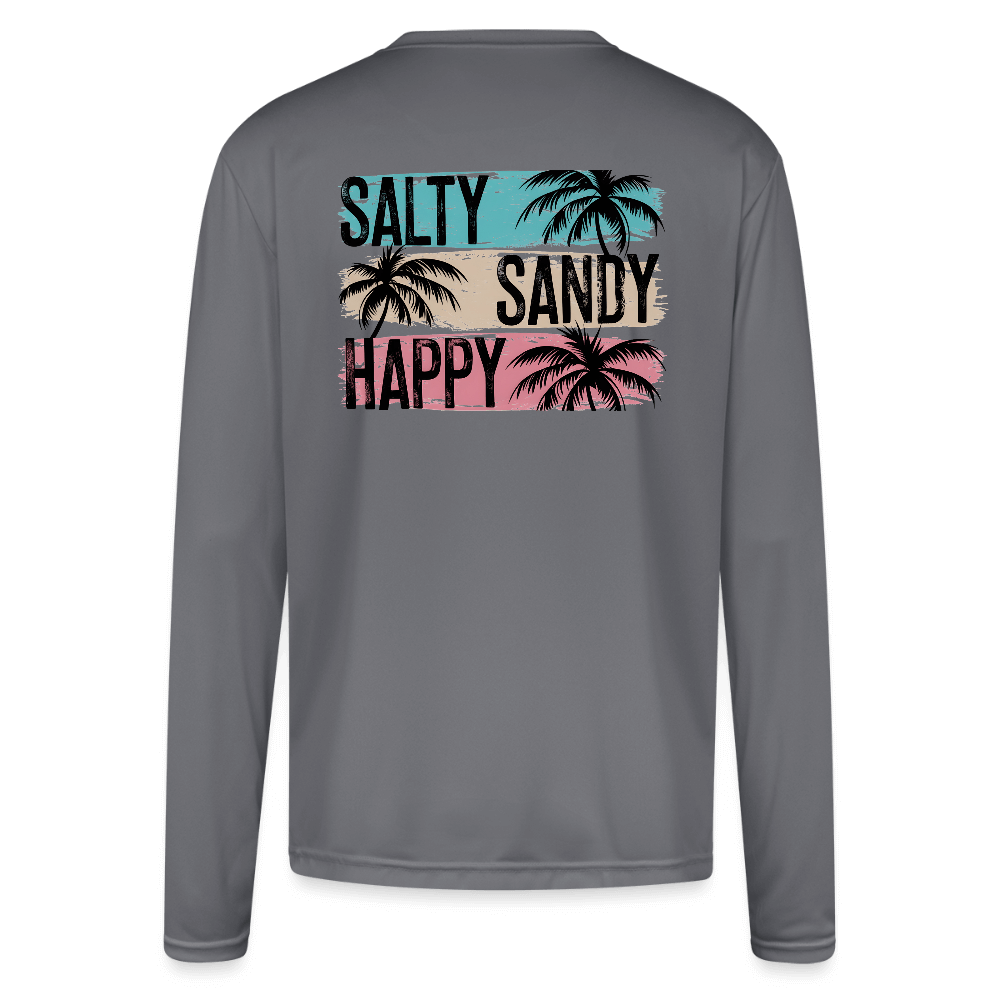 Salty Sandy Happy Beach Performance Shirt – UPF 44+ Color: white