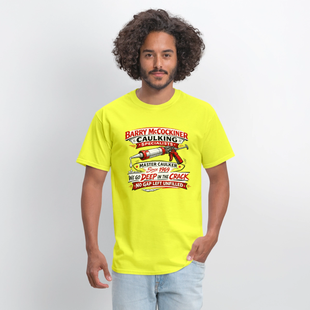 Barry McCockiner Caulking Funny T-Shirt Color: Rock