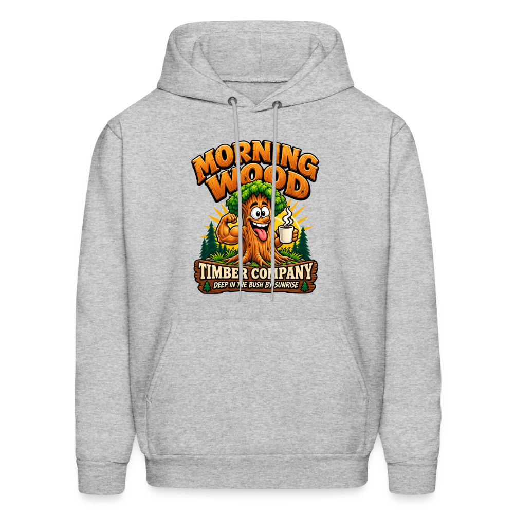Morning Wood Timber Company Funny Adult Humor Hoodie Color: Heather Gray