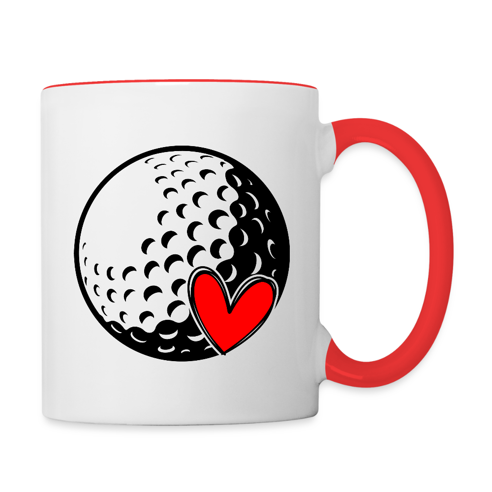 Love Golf Coffee Mug – Simple, Classic Golf Lover’s Gift - white/red