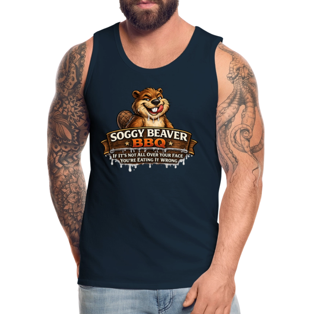 Soggy Beaver BBQ Funny Tank Top Color: Charcoal Grey